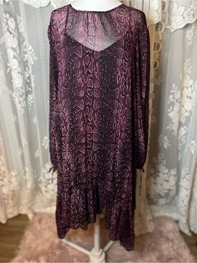 Addition Elle Purple Snake-Print Midi Dress Plus Size